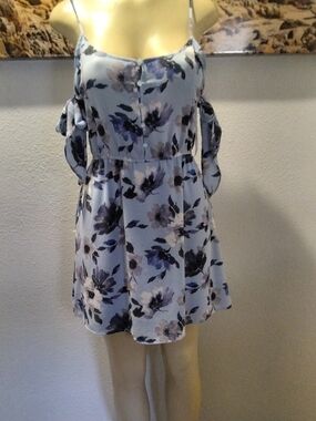 mine White Mini Dress with Floral Accents